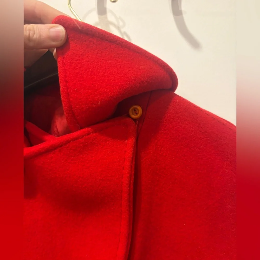 Vintage 60s Red Women's Double-Breasted wool Peacoat Jacket - Picture 6 of 17